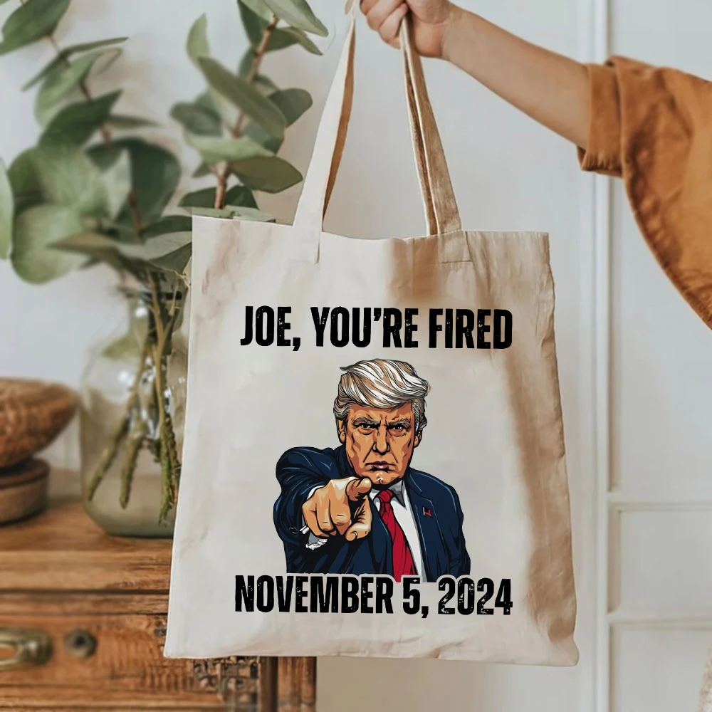 Joe You Are Fired November 2024 Tote Bags Elect Donald Trump Graphic Patriotic Women's Handbag Graphic Bags Canvas Tote Bag