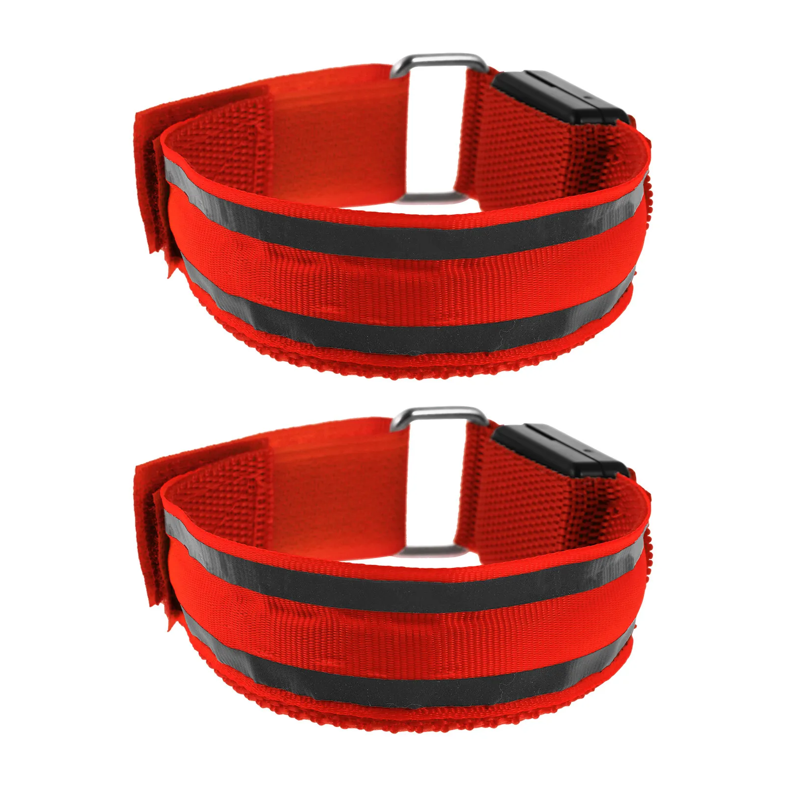 2Pcs Fluorescent LED Armband Adjustable Running Safety Lights Reflective Wristband Night Walking Outdoor Sports Signal Lamp