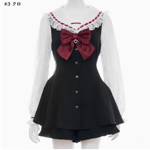 Japanese Style Women\'s Outfits Sailor Collar Plaid Rhinestone Bow Dress Shorts Set Sweet Lolita Mine Series Dress Two-Piece Suit