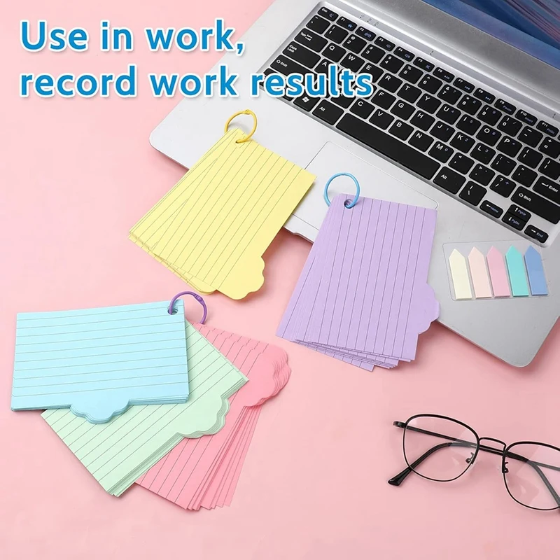 FULL-125 szt. Karty indeksowe Kolorowe karty indeksowe w linie 3X5 cali Karty flash do nauki z pierścieniami i kolorowymi znacznikami