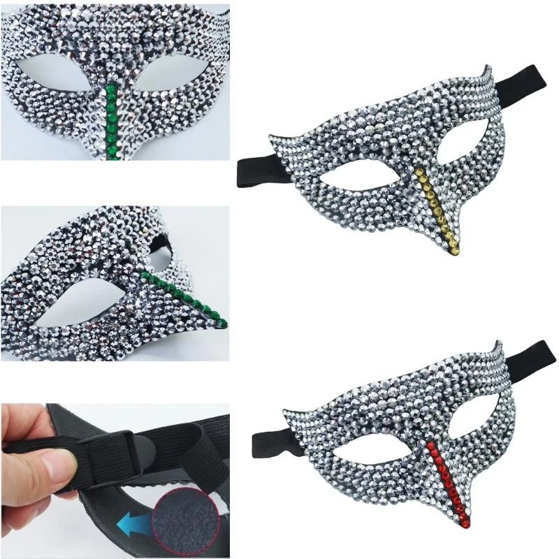 Strasssteine ​​Augenmaske Halloween Cosplay -Maske Halbgesichtsmaske für Männer Frauen Cosplay