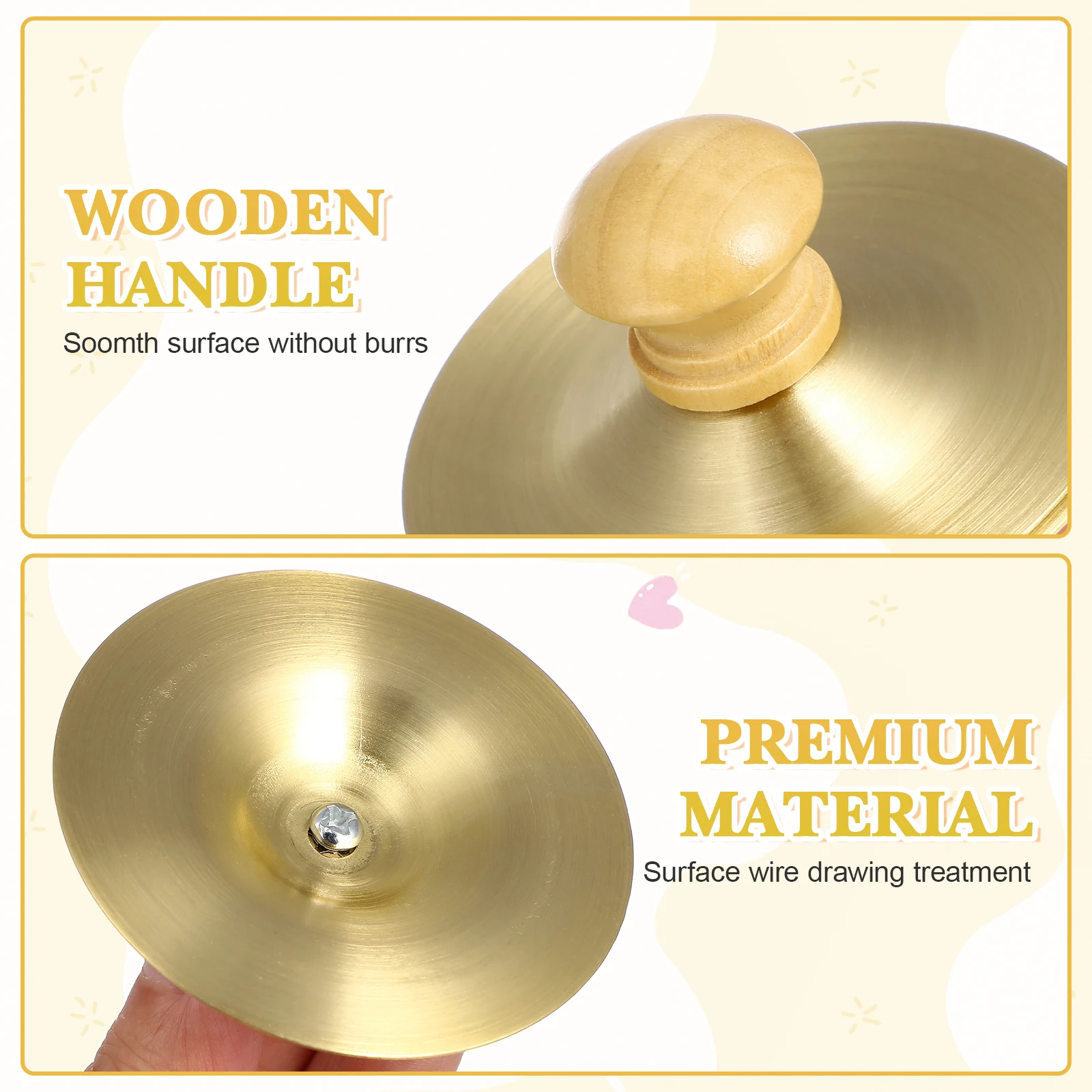 4 個子供打楽器ミニゴールデンシンバル幼児音楽おもちゃ小型ハンドル付き頑丈な素材クリアサウンド