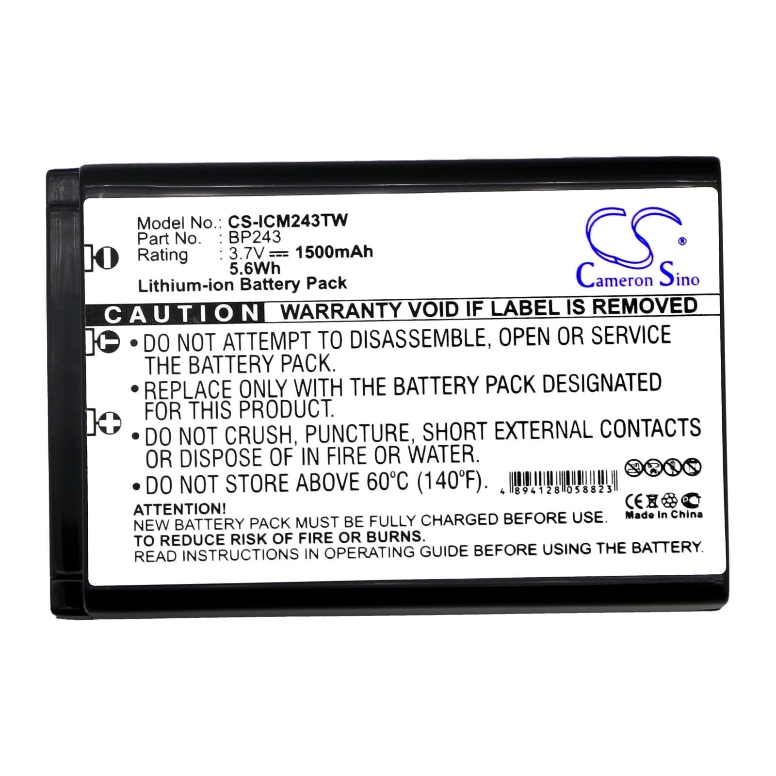 CameronSino Two-Way Radio Battery BP-243 for Icom IC-E7, IC-P7, IC-P7A  Li-ion 3.70V 1500mAh