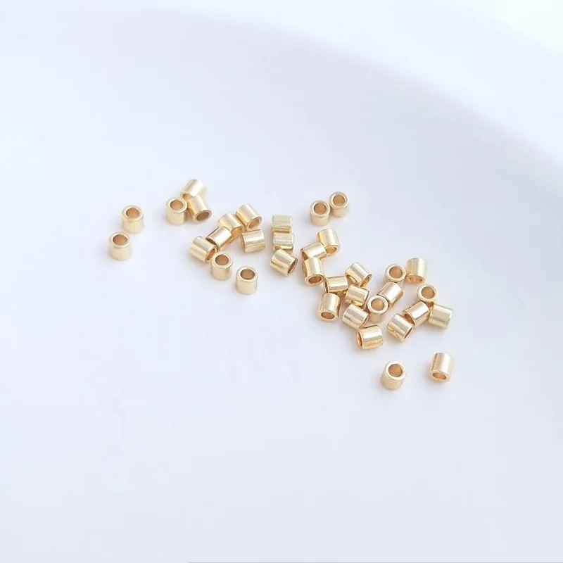 100PCS Gold Filled 2mm Round Tubular Loose Bead DIY Is Used for Jewelry Making Necklace Bead Spacer Bracelet Gasket Loose