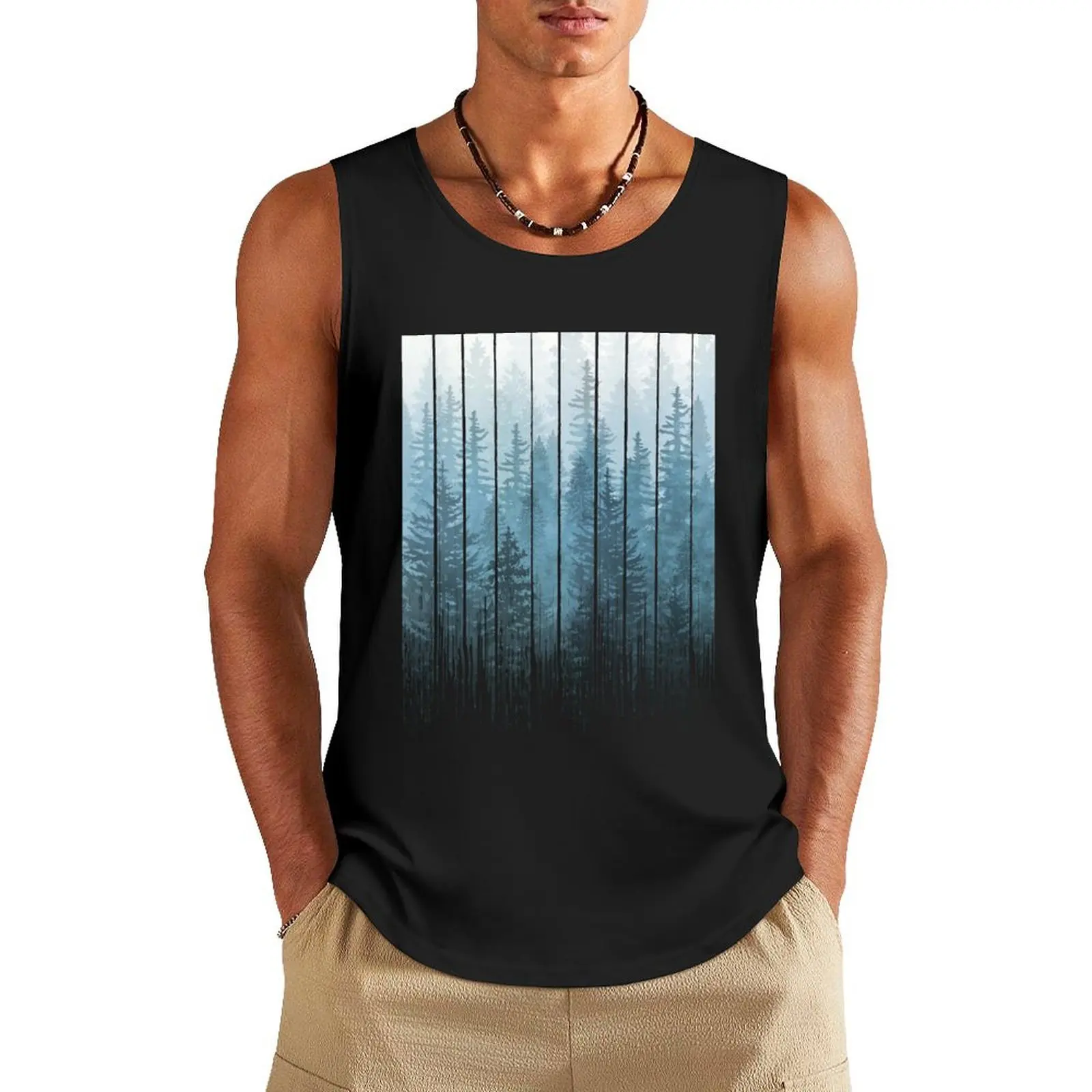 Grunge Dripping Turquoise Misty Forest Tank Top gym wear men singlets for men