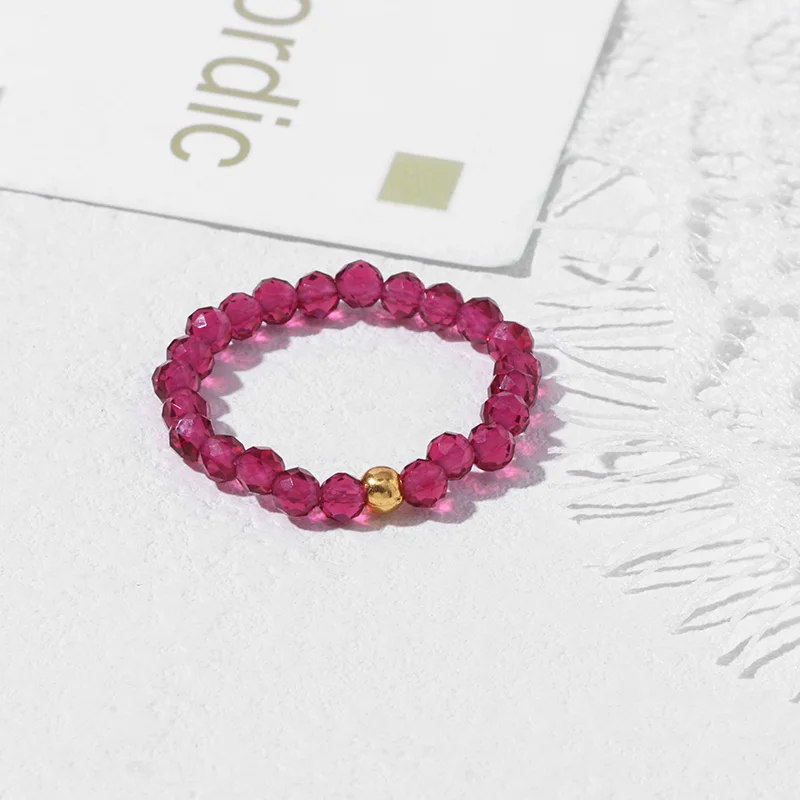 Geometric Beads Rings For Women Men Crystal Resizable Finger Rings Handmade Quartz Stone Rings Wedding Party Fashion Jewelry