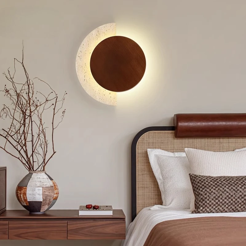 

Wabi Sandy Wind Bedroom Bedside Wall Light Cream Antique Designer Living Room Aisle Background Wall Ambient Light