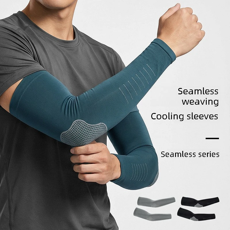 Summer Thin Nylon Elbow Protection Ice Silk Arm Sleeves Cool Breathable Quick Dry Seamless Arm Guard for Outdoor Hiking Camping