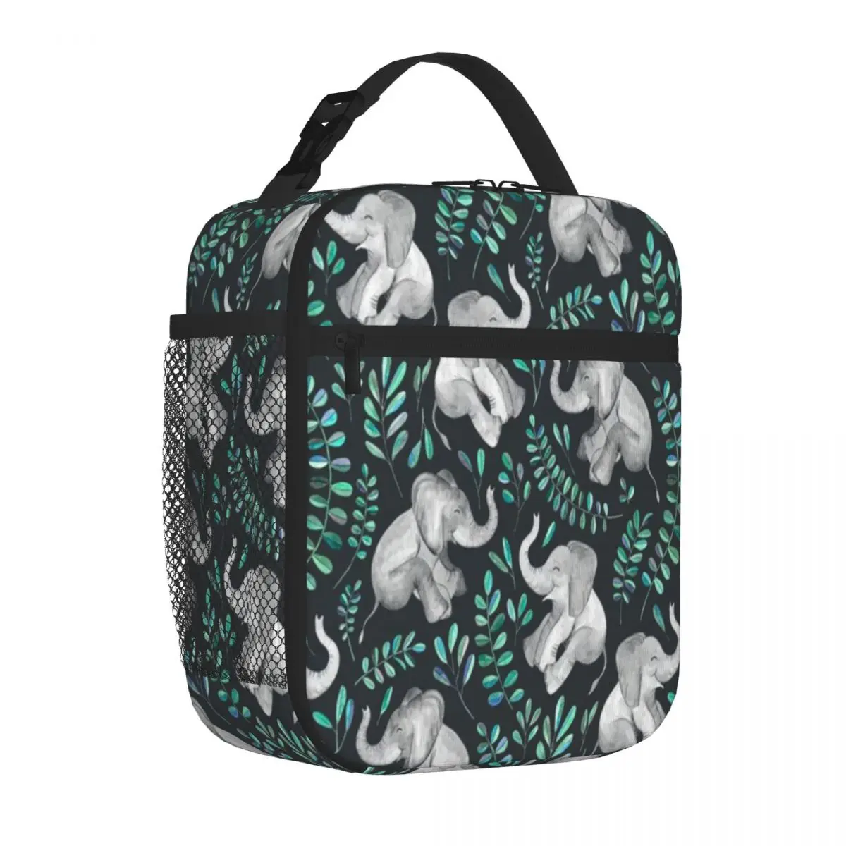 Bestselling Laughing Baby Elephants Emerald And Turquoise School Style Insulated Lunch Pouch Newborn Food Storage Kids Lunch Bag