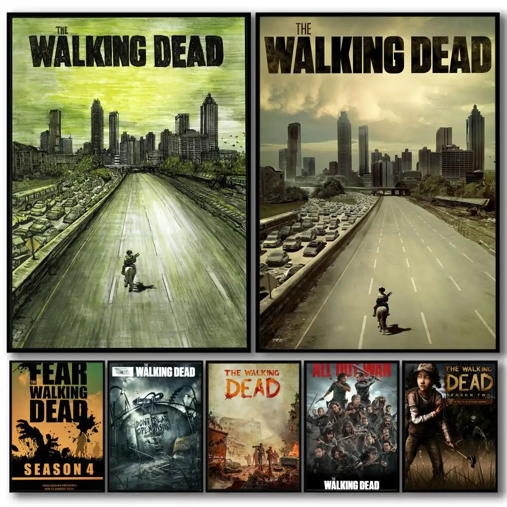TV The W-Walking Dead Gemälde Kalligraphie Hochwertiges Baumwoll-Leinwand-Poster, Wandkunst für Wohnzimmer, moderne Kaffeehaus-Dekoration