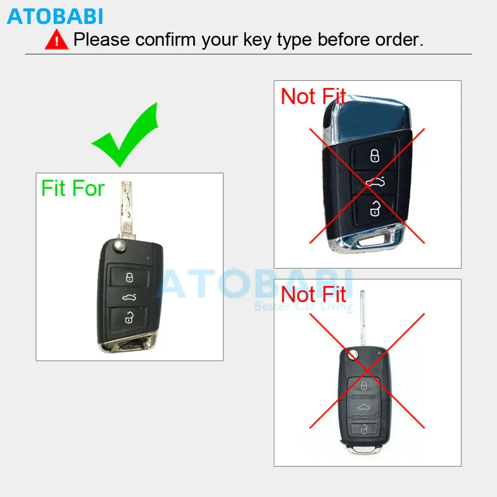 Leder Auto Schlüssel Fall Schlüsselbund Für VW Volkswagen Golf MK7 GTI Tiguan Jetta Sitz Skoda Klapp Fernbedienung Fobs Schutz Abdeckung – Detail 1