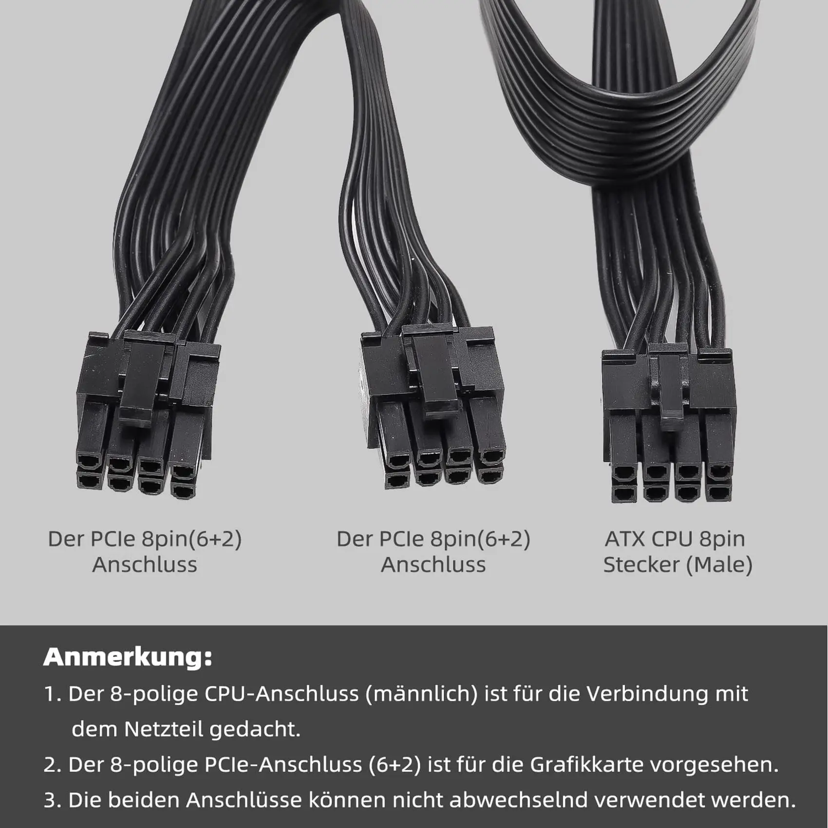 ABRI-2X ATX CPU 8-Pin Male To Dual Pcie 8-Pin (6+2) Male Power Supply Cable For Corsair Modular Power Supply RM/HX/CX-M