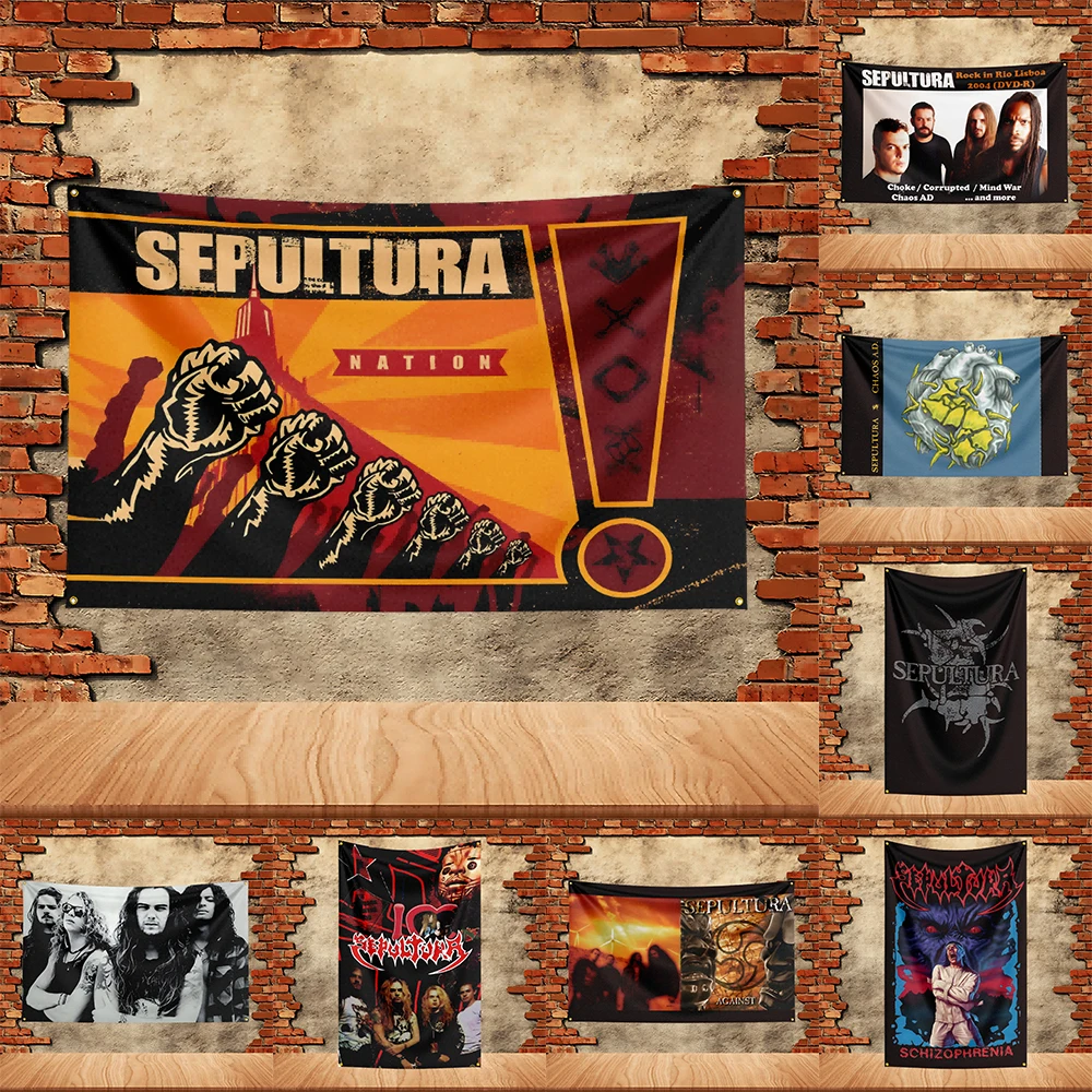 Bandera de fiesta de banda Sepultura de 90x150 pies, bandera impresa de poliéster, tapiz para decoración de garaje y jardín, bandera de concierto