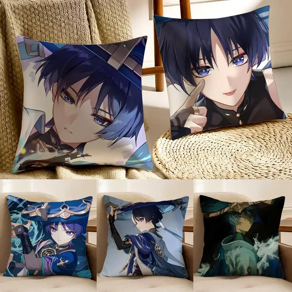 Genshin Impact  Wanderer Cushion Cover Pillowcase Anti-dustmite living Room Sofa Decor Cushion Room