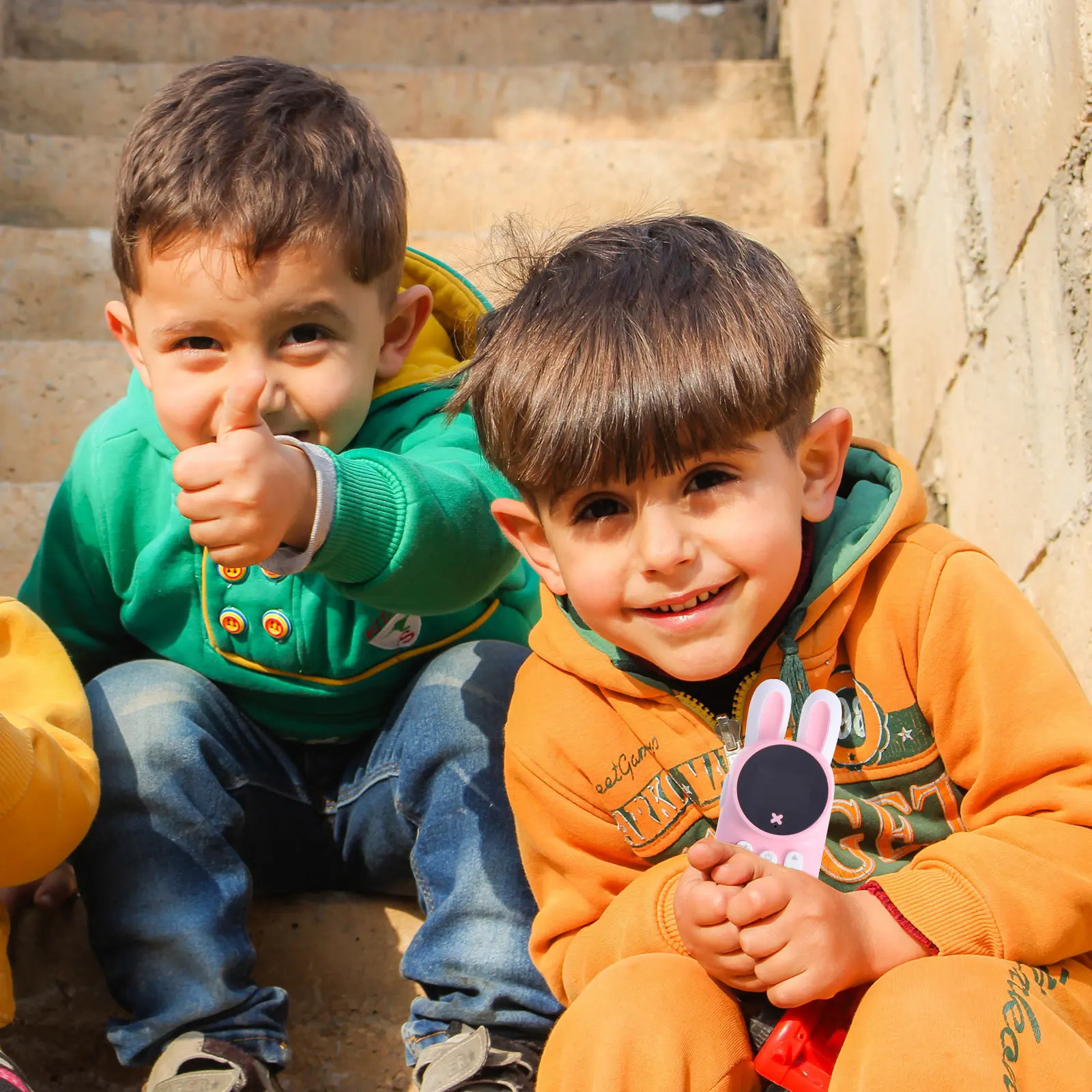 2 قطعة جهاز إرسال واستقبال لاسلكي للأطفال على شكل أرنب جهاز إرسال واستقبال تردد الراديو المحمول في الهواء الطلق هاتف داخلي لاسلكي اثنين- #3