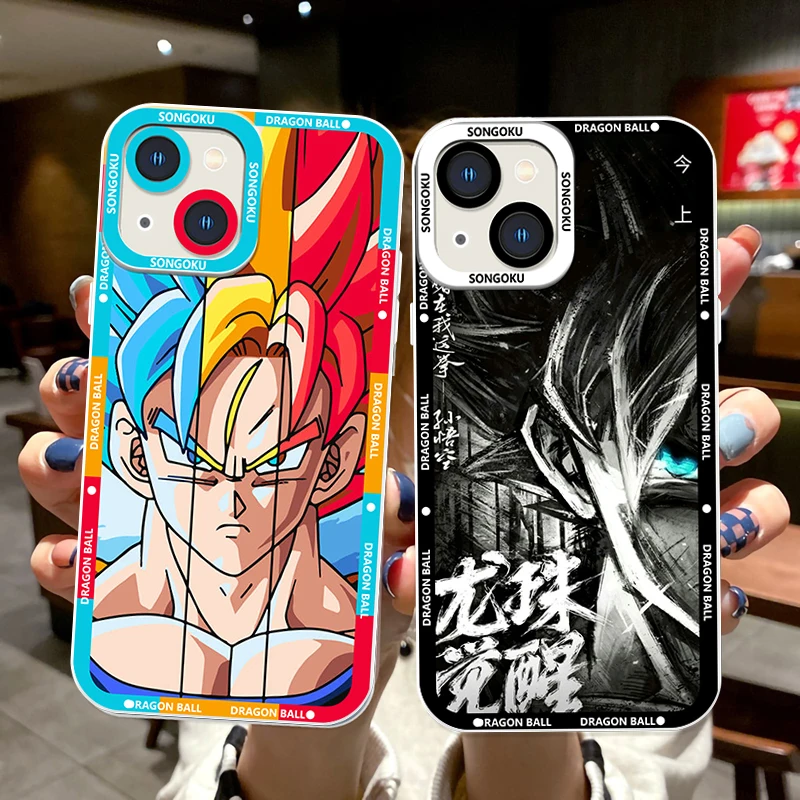 Anime Dragon Ball Son Goku For iPhone 15 14 13 12 11 Mini XS XR X Pro MAX 8 7 6 Plus SE Angel Eyes Transparent Apple Case