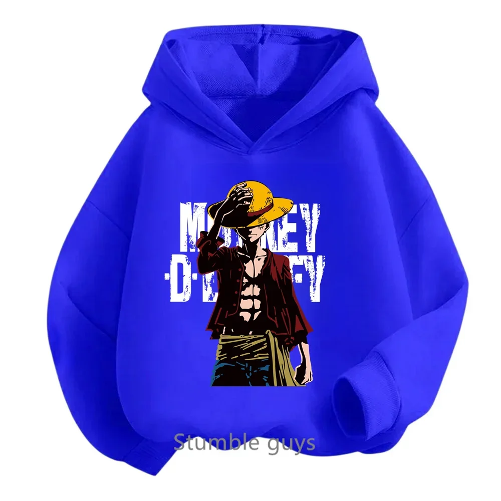 Teen Anime One Pieces Hoodie Kids Clothes Boys Spring Autumn Girls Clothing Cartoon Luffy Zoro Sweatshirt Suit Hooded Goku Tops