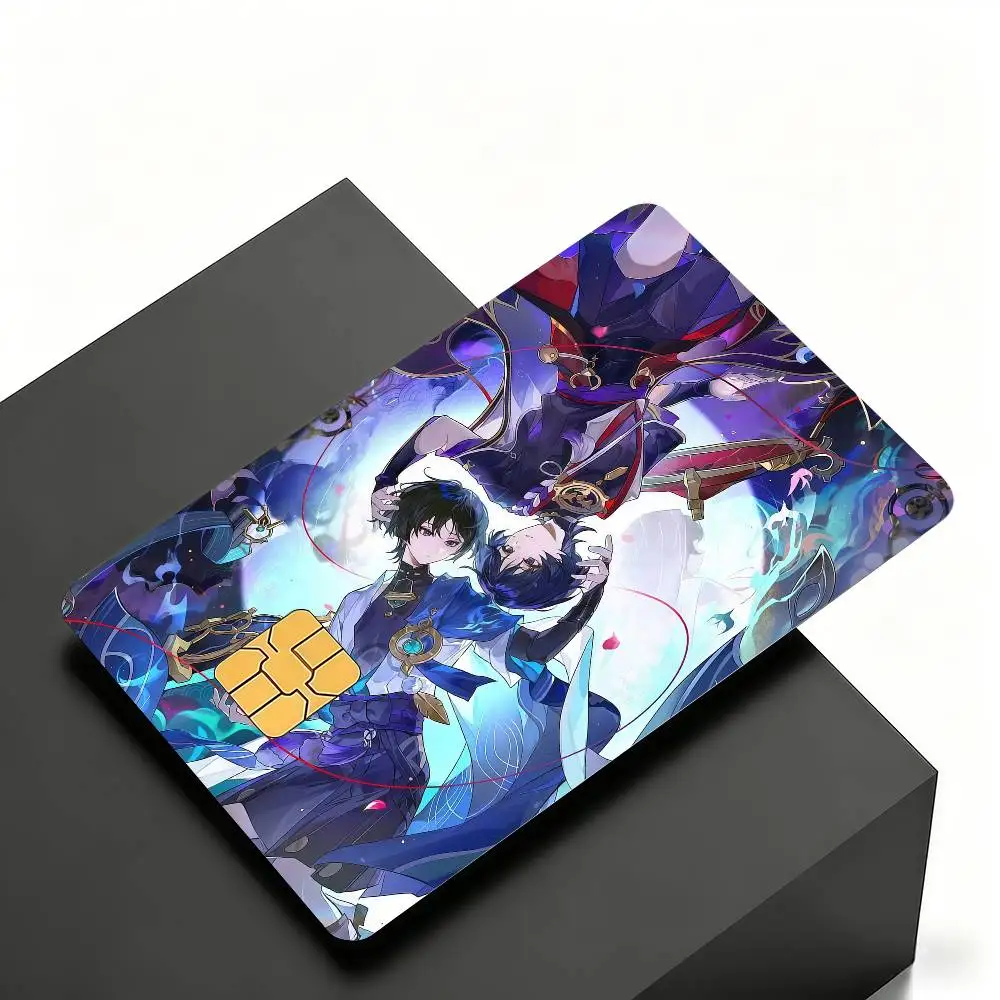 Genshin Impact Scaramouche Wander Kreditkarten-Skin-Aufkleber 4er-Set Folie Bus-Pass Frontdekoration Bank-Debitkarten Wasserdicht – Detail 6