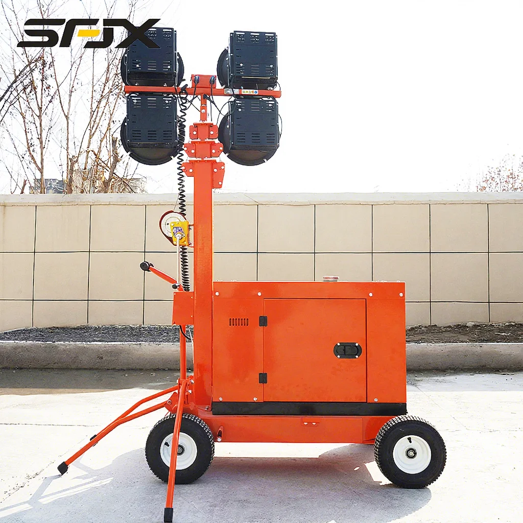 4*300w/4*400w/4*1000W LED Telescopic Generator 5.5m Height Portable /Diesel Construction Machinery 1 Year Warranty