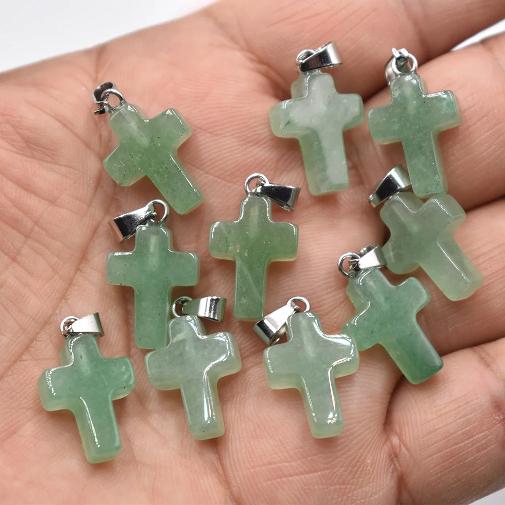 Großhandel 50 Stück/Lot Mode 12x16mm Natürlicher Tigerauge-Stein Rosenquarz Kreuzanhänger Charms Ohrringe Halsketten Schmuckherstellung – Detail 16
