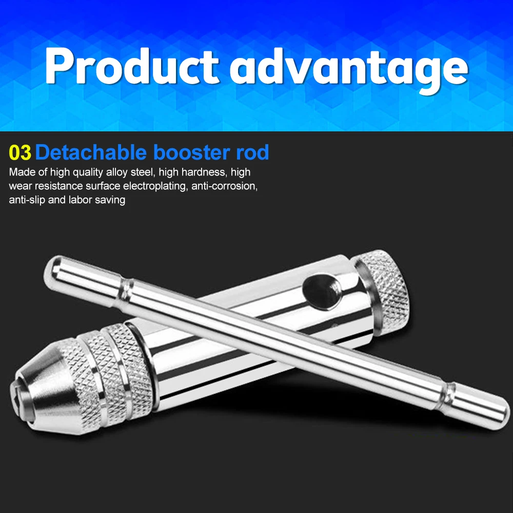 Adjustable T-Handle Ratchet Tap Holder Wrench M3-M8 M5-M12 Machine Screw Thread Metric Hand Screw Tap Set Manual Tapping Tool