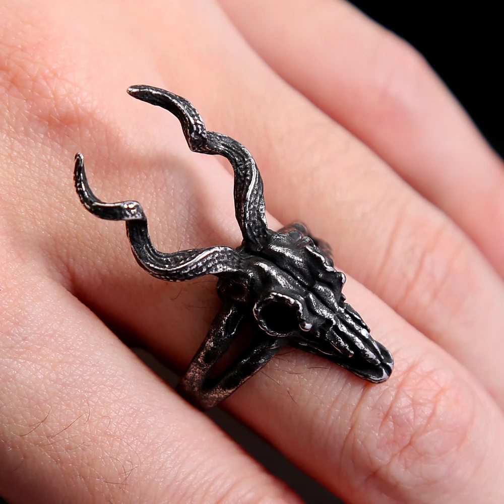 Small Size Vintage Sheep Head Ring Stainless Steel Black Sheep Skull Ring For Men Biker Fashion Punk Jewelry Gifts Dropshipping image 5