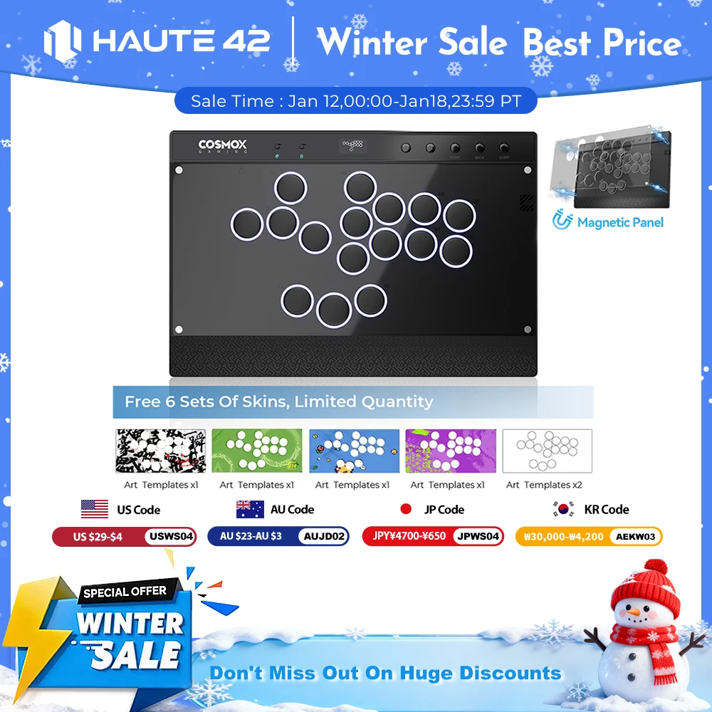 Haute42 Magnetic Hitbox Leverless Controller Button Rim Arcade Controller For PC/PS4/PS5/Switch Stickless Arcade Stick Hitbox