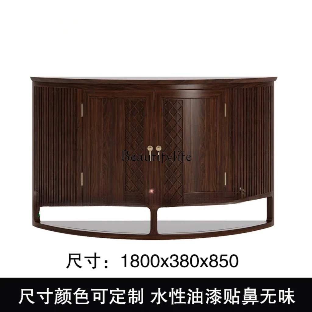 05 FG17New Chinese Style Solid Wood Semicircle Wall Console Tables Entrance Cabinet Storage Can Be Stored in the Entrance