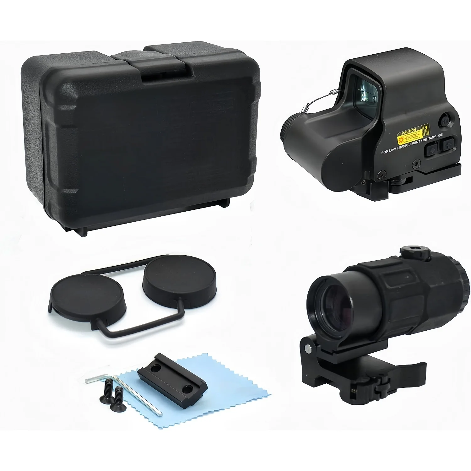 عدسة الكاميرا Hybrid 558 G45، عدسة مكبرة بصرية ثلاثية الأبعاد بنقطة حمراء خضراء G45 5X | حوامل السكك الحديدية 20 مم ورافعة QD بدون بطارية