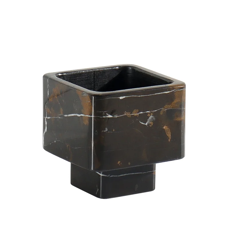 

Wabi Sansan Art Square Marble Vase Flower Arrangement Hotel Living Room Coffee Table Premium Desktop Flower Arranger