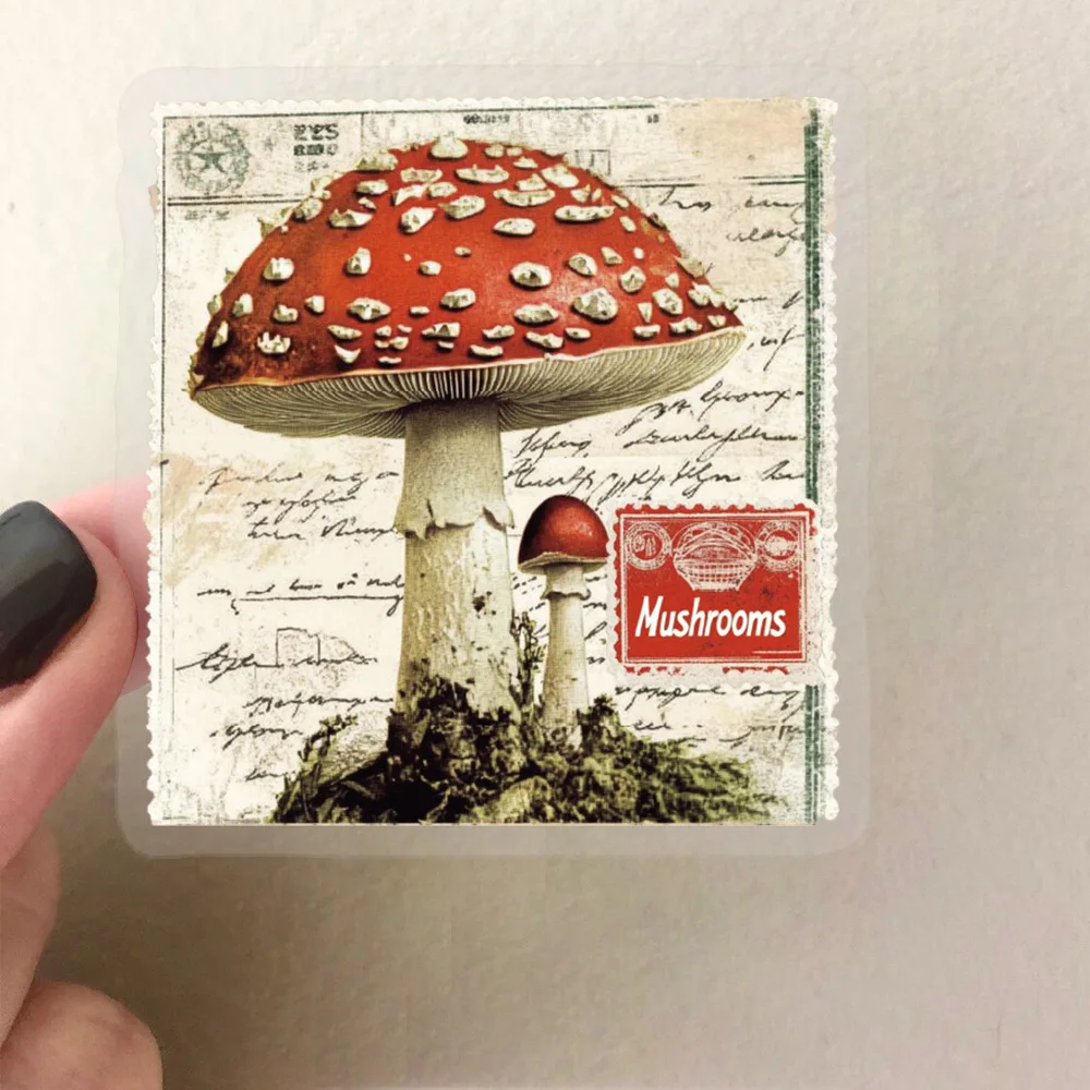 

10/50PCS Transparent Stickers Retro Mushroom Cartoon Sticker INS Style Plant Graffiti Laptop Guitar Car Bike Skateboard Decals
