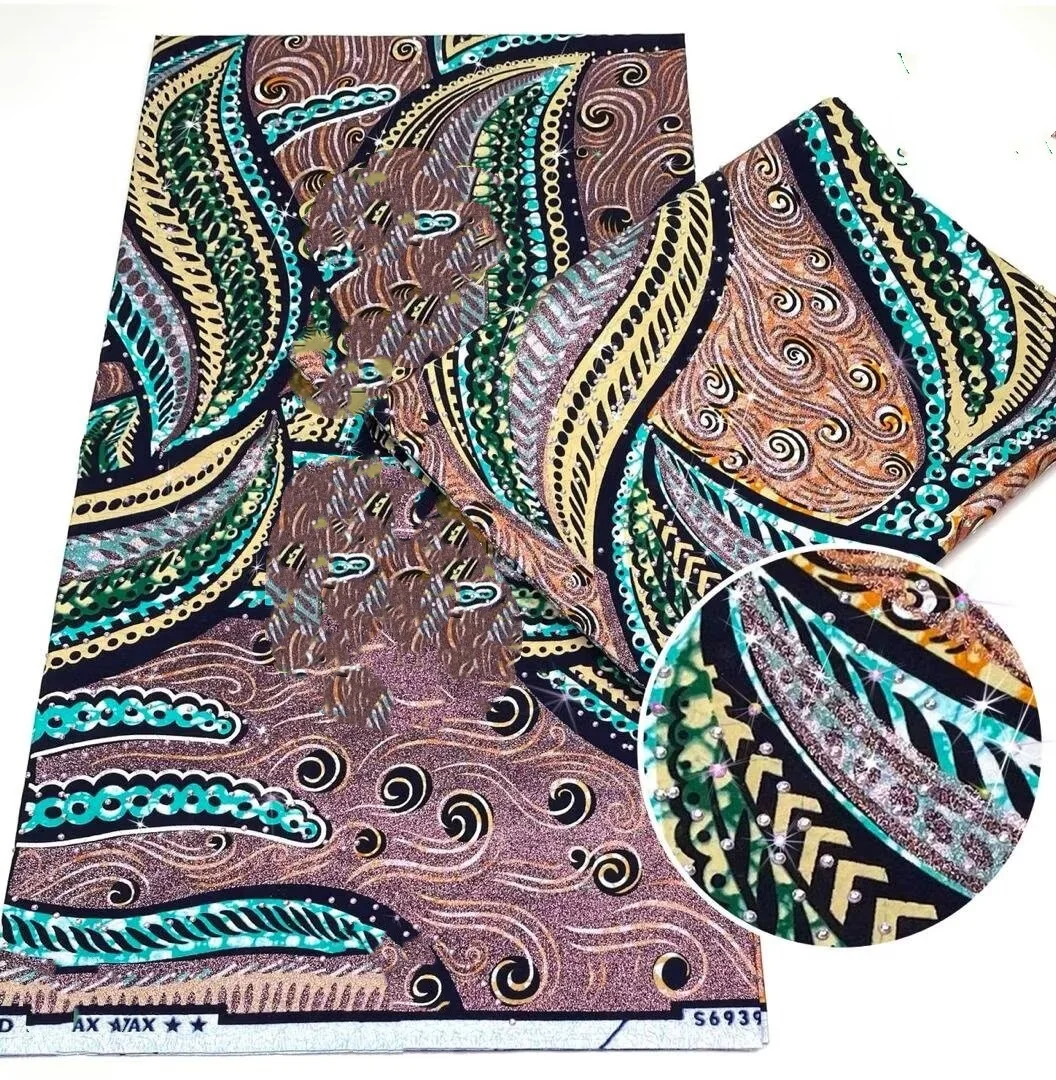 

2026 New Style Nigeria Stonk Golden- Wax Print Fabric - High Quality African Wax Print Fabric for Patchwork, Clothing & DIY" 3C5