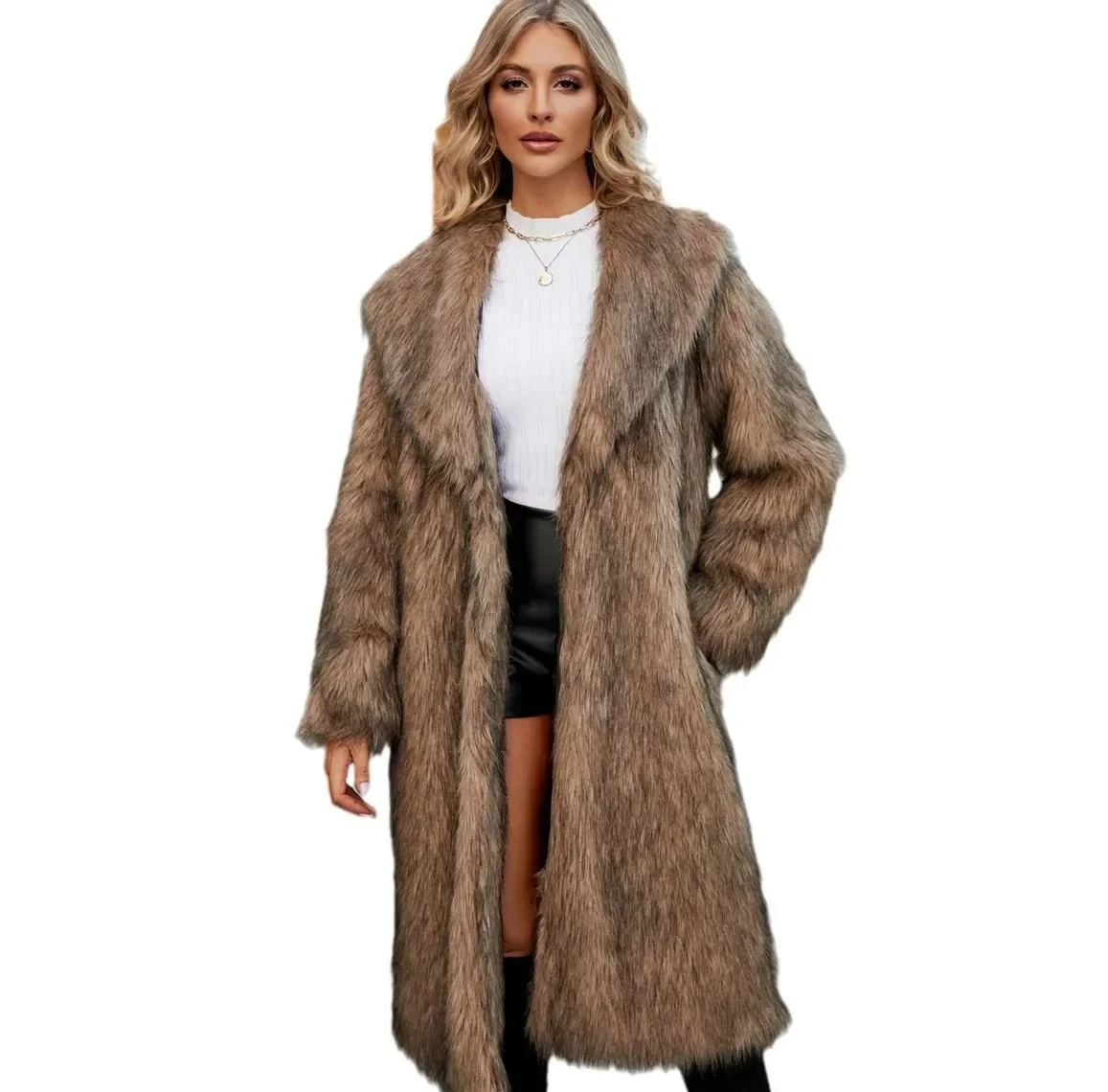 

Женская шуба, осенне-зимняя новая длинная шуба из искусственного лисьего меха, женские повседневные куртки для женщин