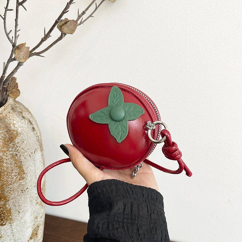 

Cute Tomato Shape Mini Crossbody Bag Women Novelty Fruit Design Coin Purse Small PU Leather Shoulder Bag for Girls