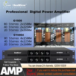 SenMicre G15004 4x1500W Professional Digital Power Amplifier 4CH Audio Line Array Speaker Amplifier 1U DJ Subwoofer Preamplifier