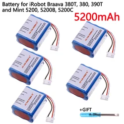 7.2V 5200mAh Battery for iRobot Braava 380T, 380, 390T and Mint 5200, 5200B, 5200C Vacuum Cleaner parts 7.2V NI-MH battery