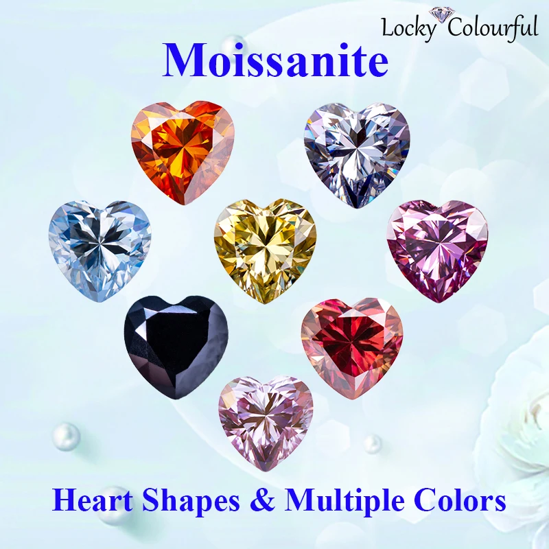 Moissanite Heart Shape A Group Style Multiple Colors VVS1 DIY Charms Beads for Jewelry Earrings Making with GRA Certificate