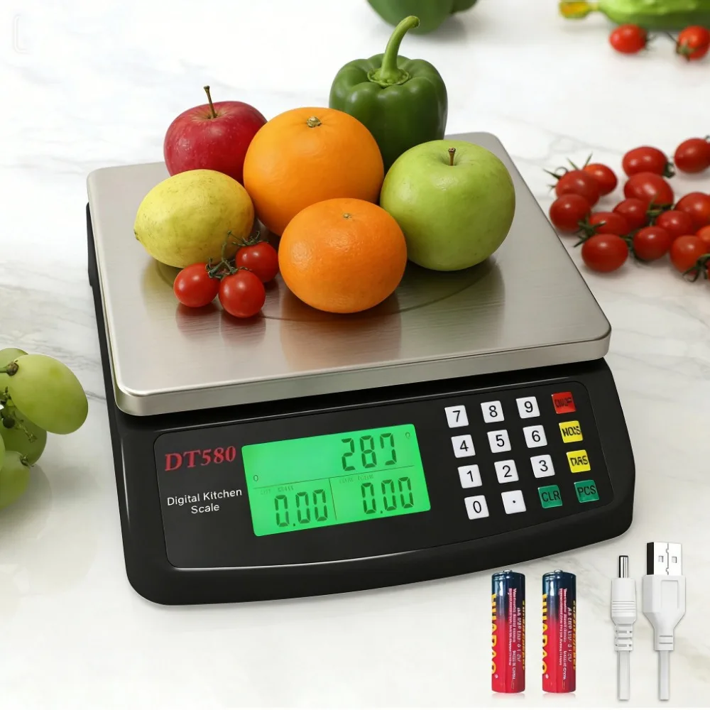 Balance électronique multifonctionnelle pour aliments, capteur sensible et stable pour une lecture précise, conception pratique à double usage domestique et commercial, légère et peu encombrante, idéale pour la mesure quotidienne du poids des aliments et la proportionnement des ingrédients en cuisine.
