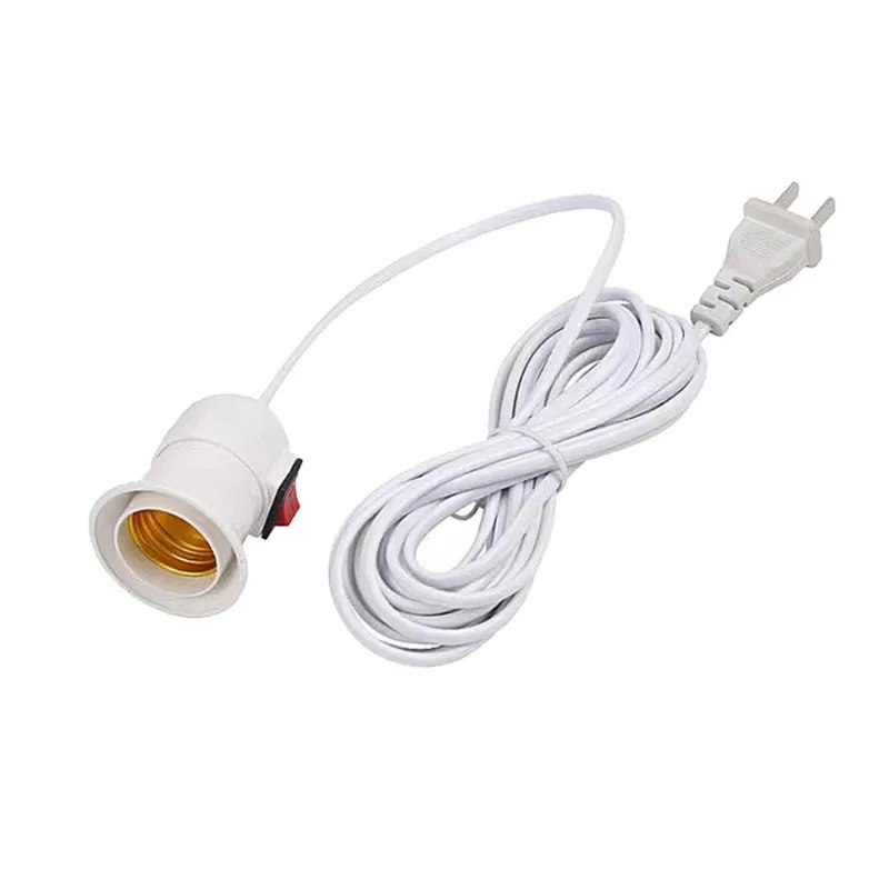 Light Socket with Cord Bulb Base E26/ E27 Lamp Base Desktop Screw Light Holder Replacement Hanging Cord Extension