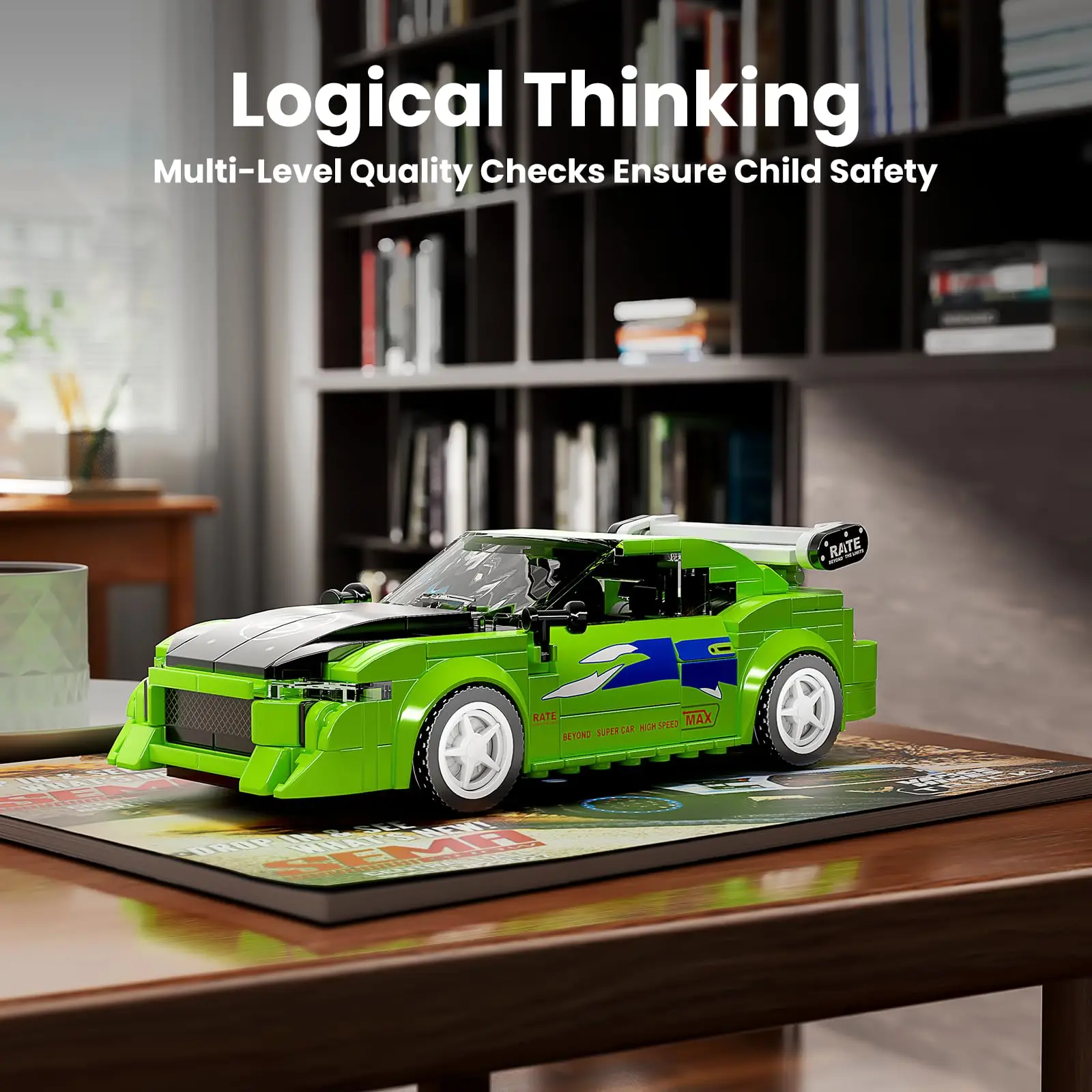 Mold King Conjuntos de Construção de Modelos de Carros, 27033 ModeCar Kit Blocos de Construção de Carro Brinquedos de Construção com Vitrine, Kits de Construção de Carro de Corrida para Adultos e Crianças (338 PCS)