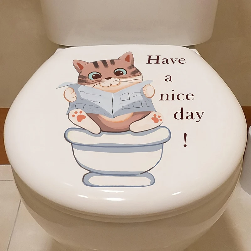 

Cartoon Kitten Toilet Sticker Bathroom Toilet Cover Sticker Wall Stickers Animal Wc Accessories Fun For Home Decoration M977
