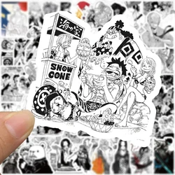 10/30/50/100pcs Black White ONE PIECE Cartoon Stickers Anime DIY Laptop Motorcycle Skateboard Phone Case Cool Kids Decals Toy