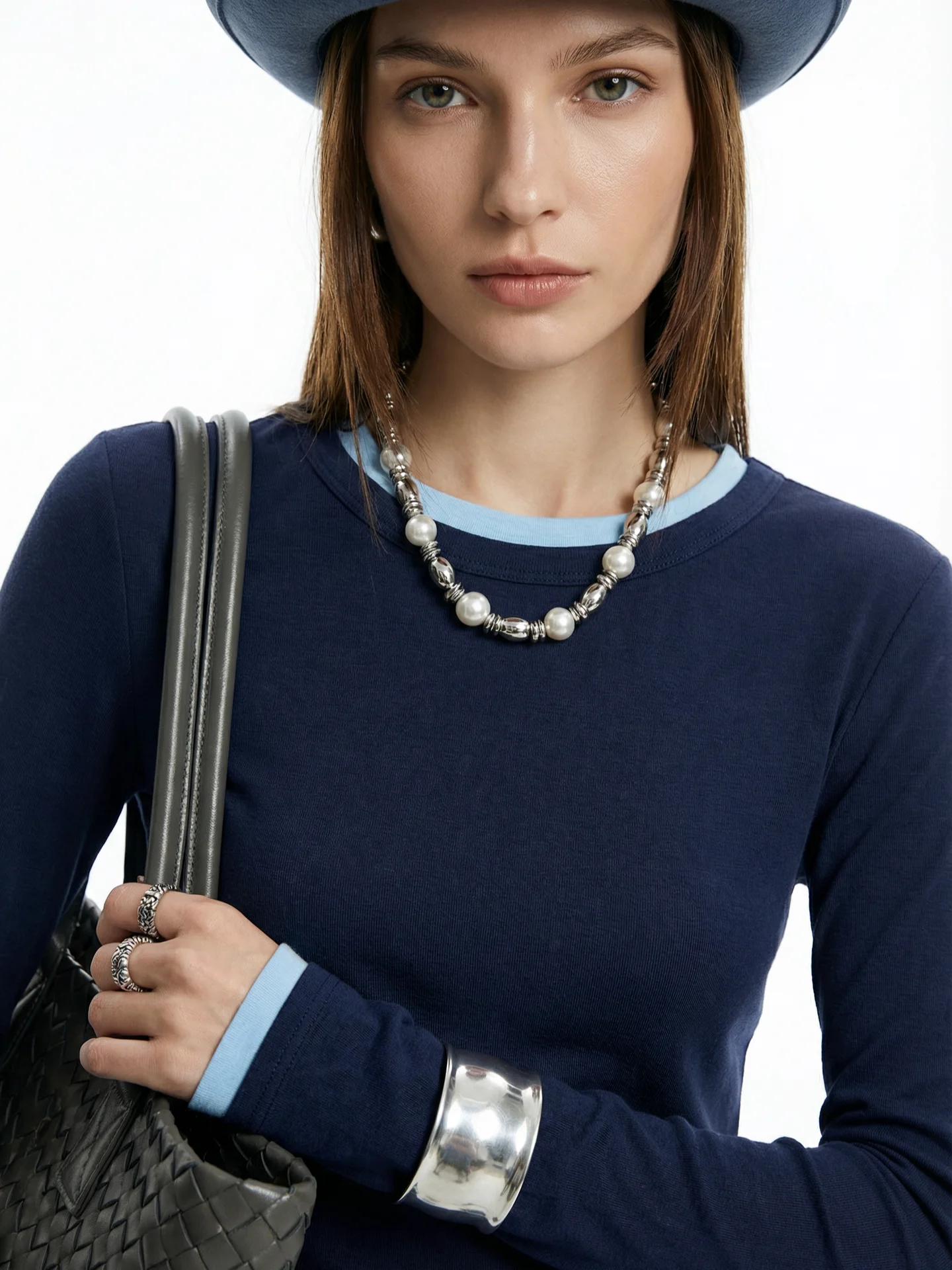 

Женская футболка Slim Fit с длинным рукавом, свободного кроя, в стиле пэчворк, с цветными блоками, повседневная, удобная, мягкая, синяя.