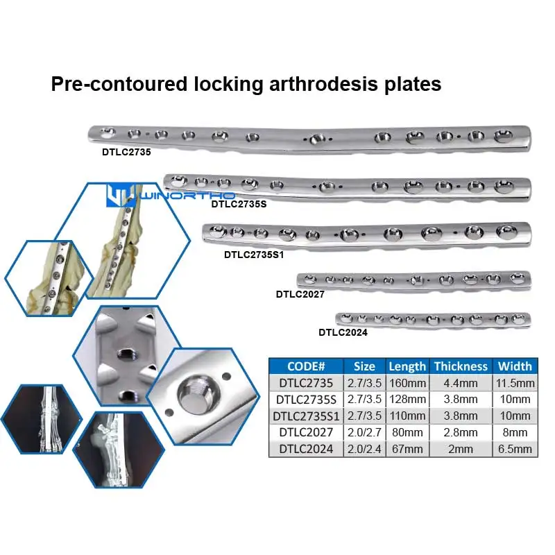 Locking prebent Pancarpal Arthrodesis Plate AO veterinary orthopedic instruments vet pet animal LCP  winortho veterinarian