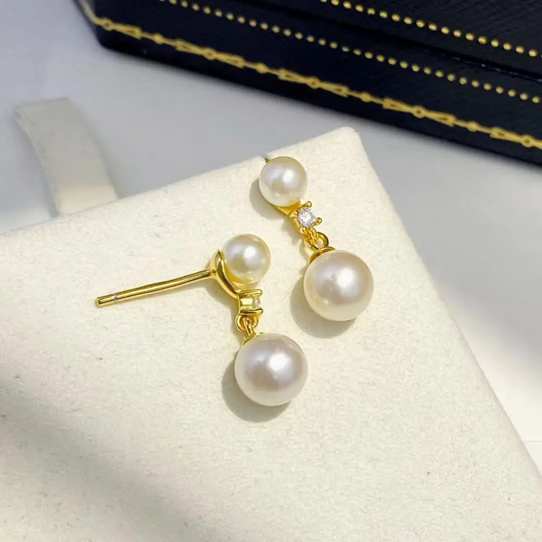 

Wholesale S925 Sterling Silver Earrings Mount Findings Settings Base Mounting Parts Accessory for 5-9mm Pearls 5 pairs/lot