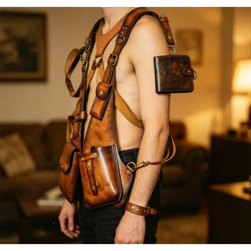 Bolso de Hombro Cuadrado de Cuero Clásico para Actividades al Aire Libre, Almacenamiento para Teléfono Móvil y Cartera