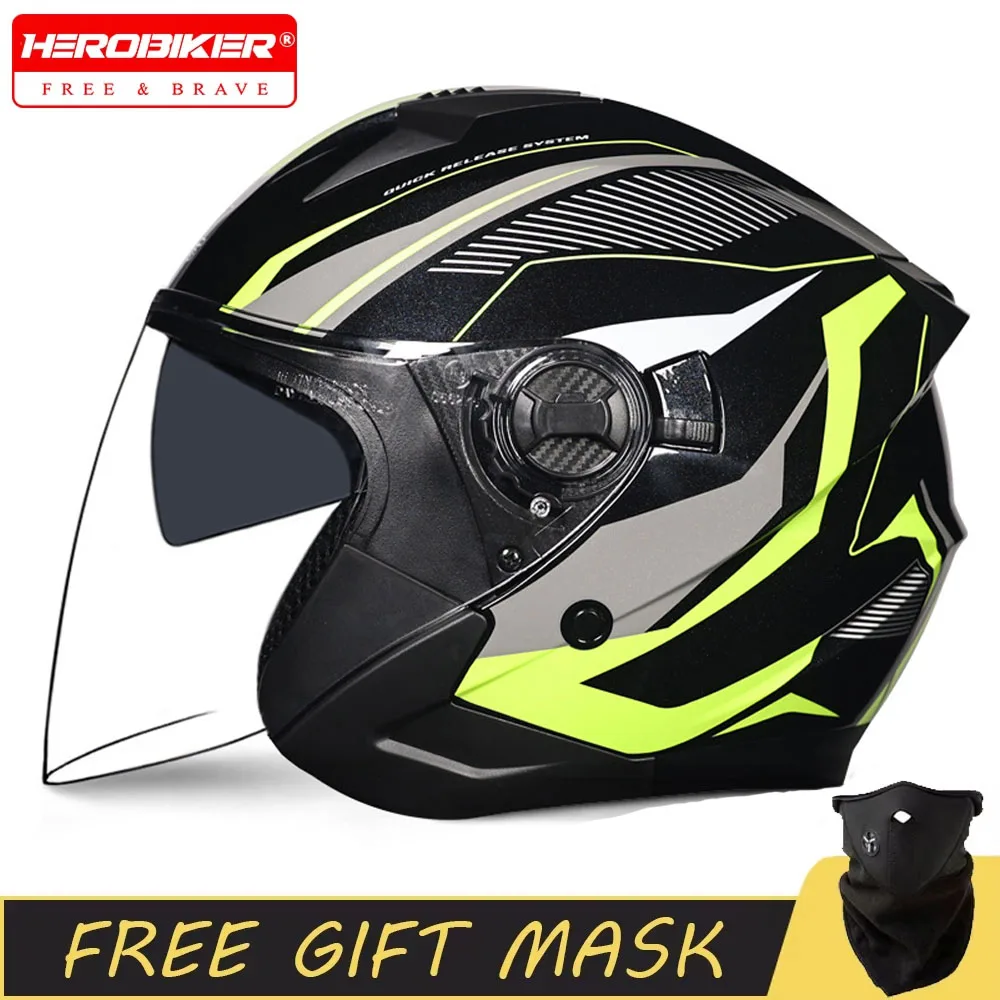 2025年最新高品質バイクヘルメットハーフカバーデュアルレンズオートバイ用ヘルメット男女兼用カップル用バイクヘルメット