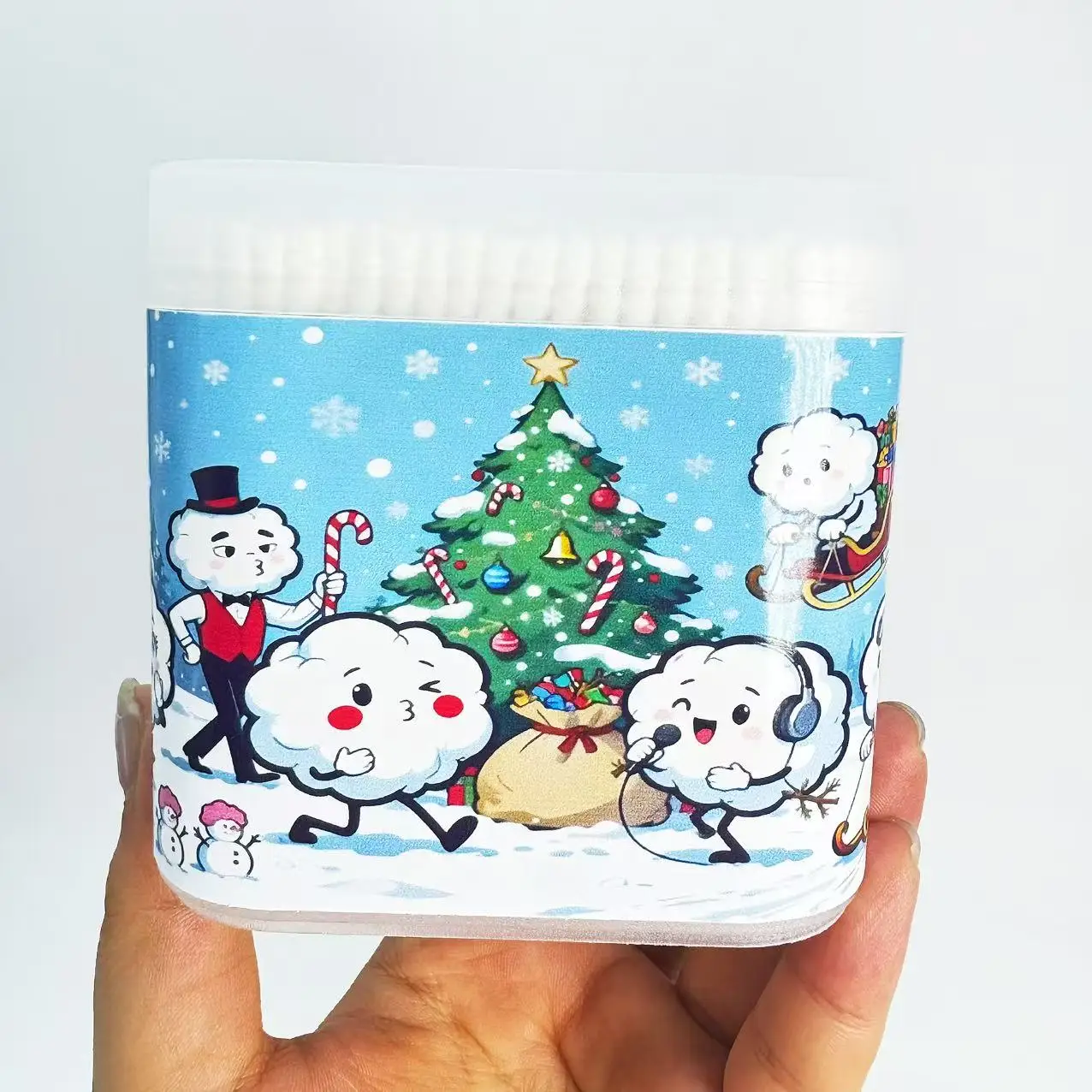 Tamponi di cotone a doppia estremità a tema Buon Natale da 400 pezzi/800 pezzi, celebra il Natale insieme con tamponi di cotone creativi