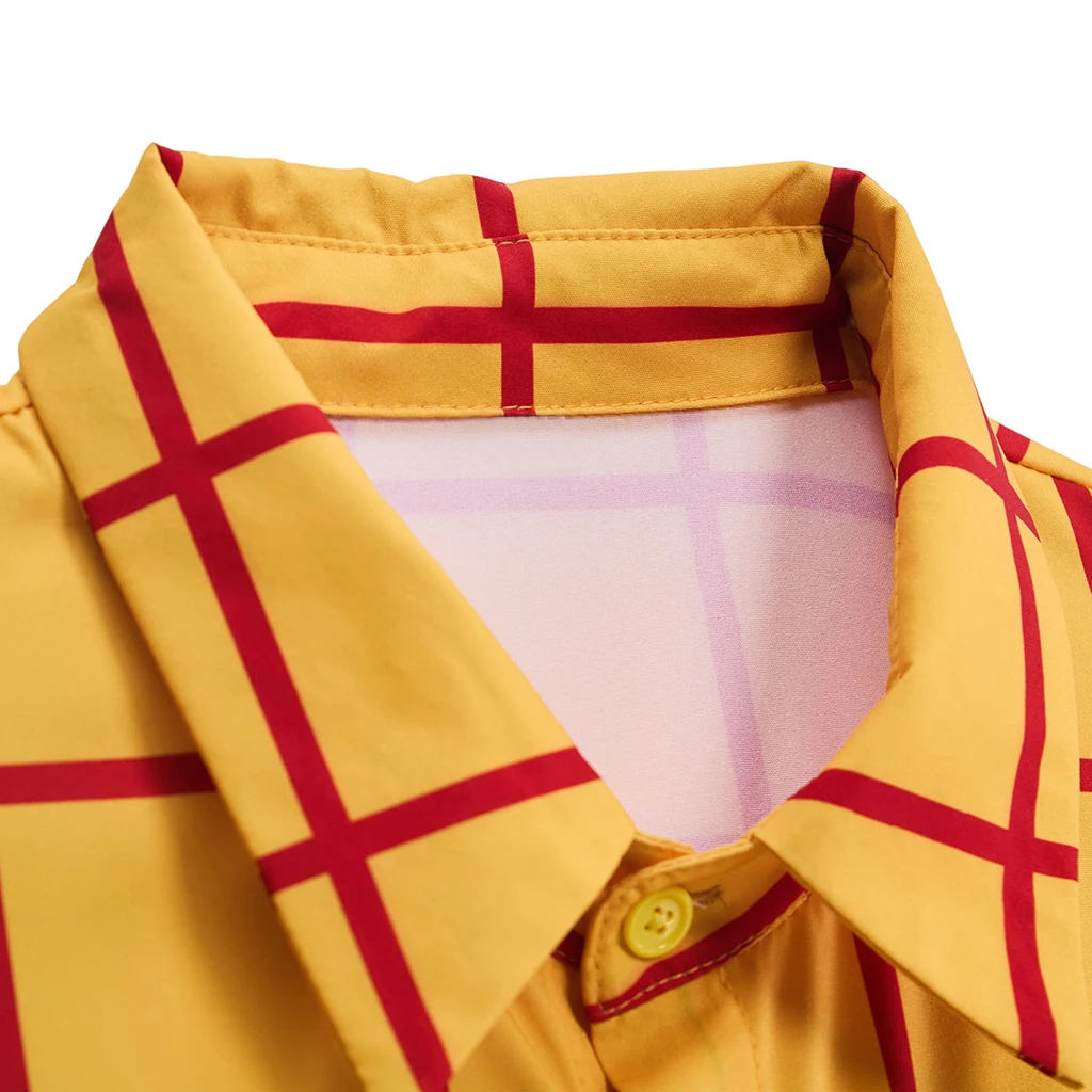Denim Woody Cosplay Costume Yellow Plaid Shirt Cowboy Style Men's Long Sleeve T Shirt Fans Convention Party Fancy Dress Suit view 4