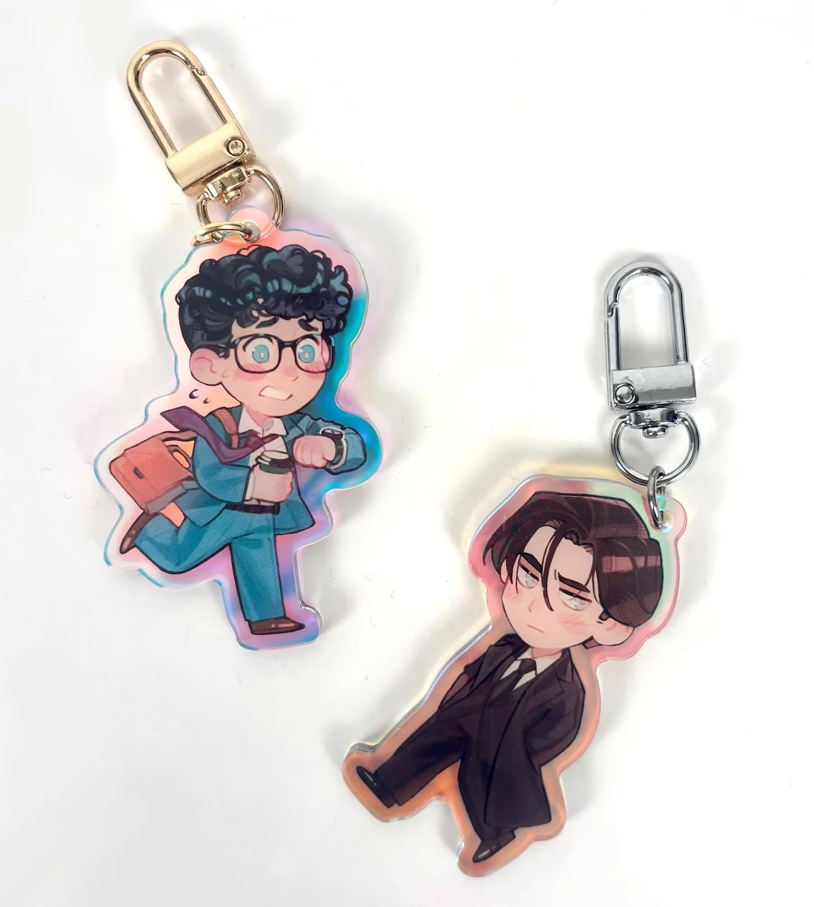 Llaveros Acrílicos de Arcoíris de DC Comics, Clark Kent y Bruce Wayne, Coleccionables para Fans